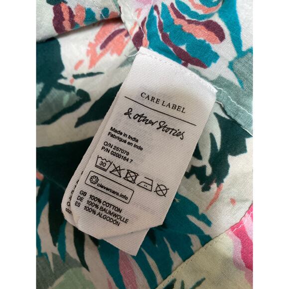 & Other Stories Green Tropical Hawaiian Bahama Button Down Shirt Tunic Dress 8 - Picture 4 of 4